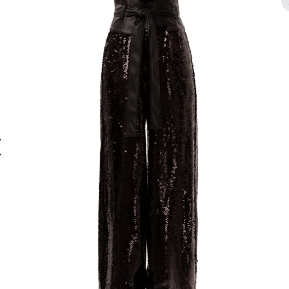 Julia Allert black sequins occasion palazzo pant L - Picture 8 of 8